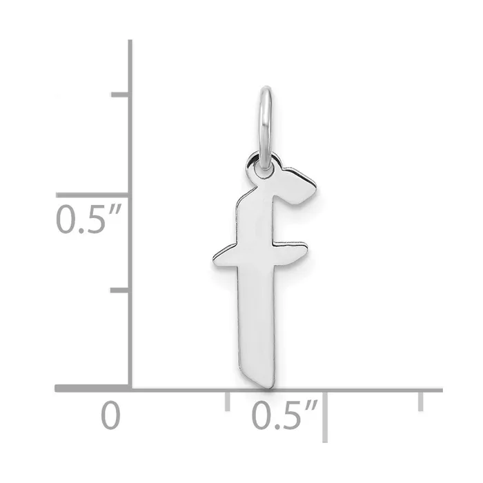 TreasureFineJewelers Necklaces Sterling Silver Rhodiumplated Lower case Letter F Initial Pendant