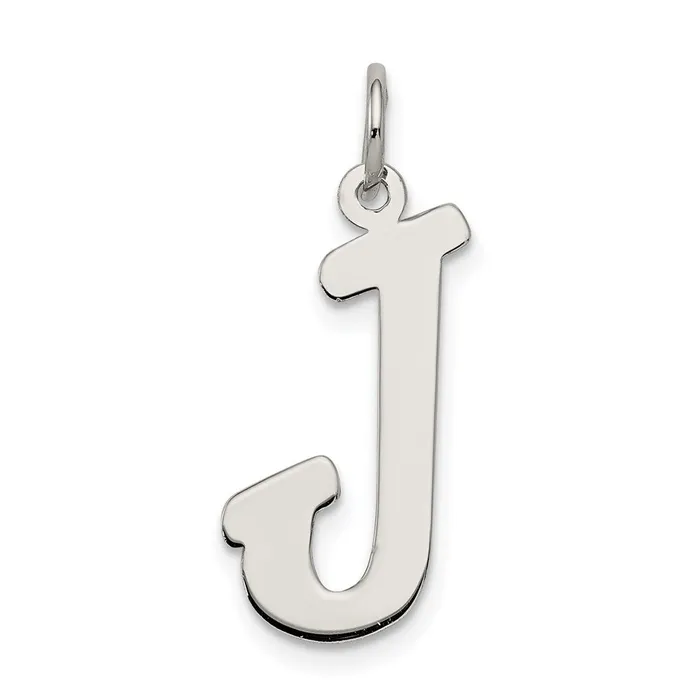 TreasureFineJewelers Necklaces Sterling Silver Rhodiumplated Script Letter J Initial Charm TreasureFineJewelers Necklaces Sterling Silver Rhodiumplated Script Letter J Initial Charm