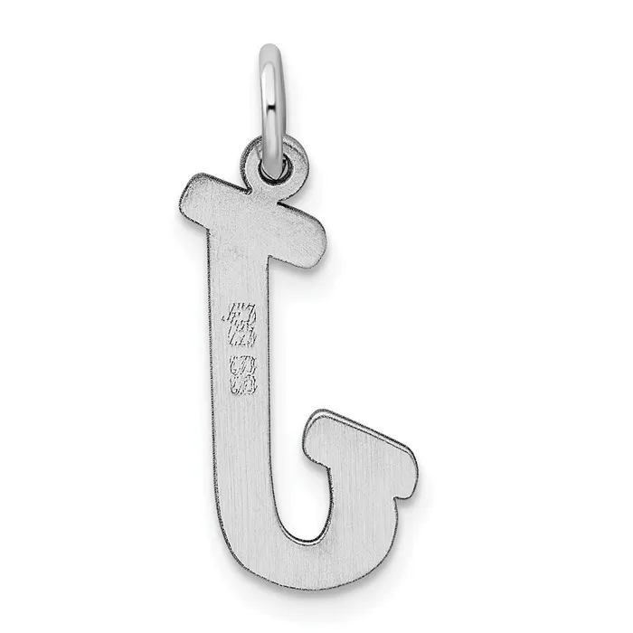 TreasureFineJewelers Necklaces Sterling Silver Rhodiumplated Script Letter J Initial Charm