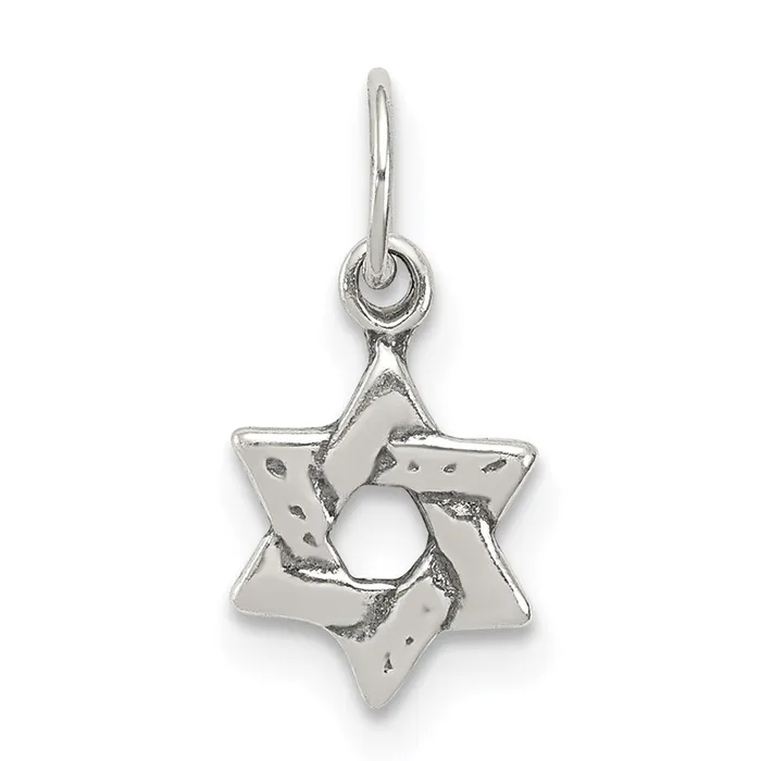 TreasureFineJewelers Necklaces Sterling Silver Small Star of David Charm
