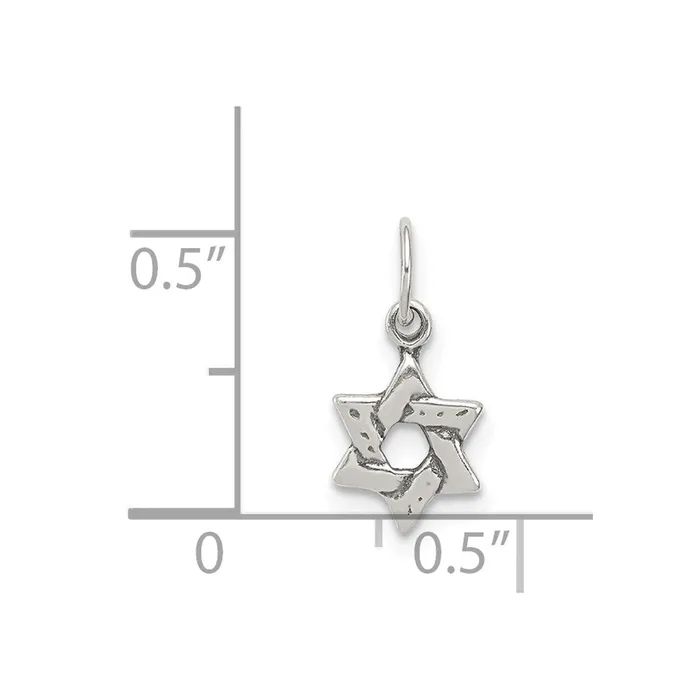 TreasureFineJewelers Necklaces Sterling Silver Small Star of David Charm