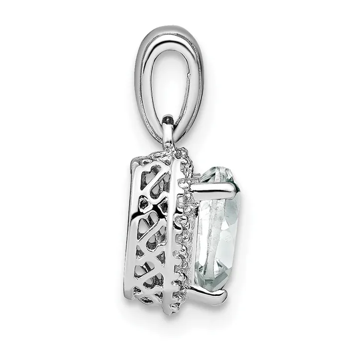 TreasureFineJewelers Necklaces Sterling Silver White Topaz and Diamond Pendant