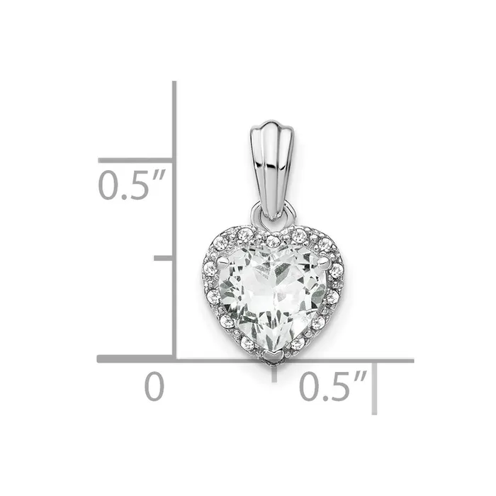 TreasureFineJewelers Necklaces Sterling Silver White Topaz and Diamond Pendant