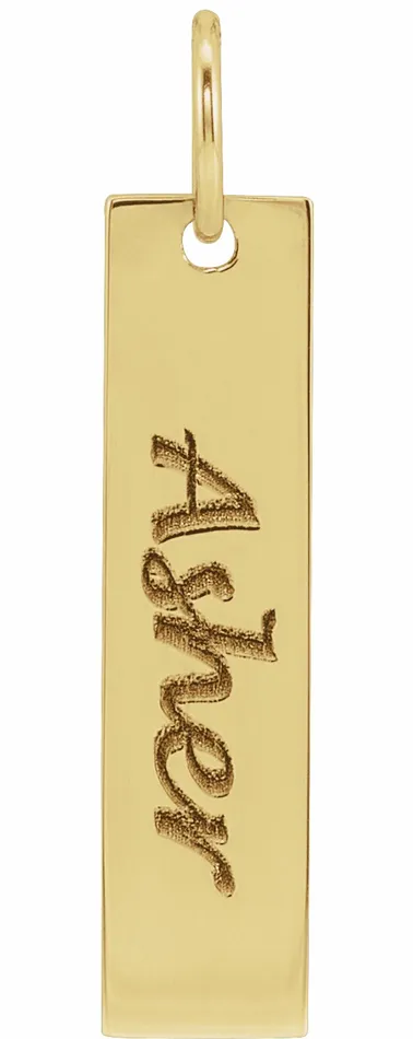 TreasureFineJewelers PreStyled Sets 14K Yellow Gold 20x5 mm Engravable Bar Pendant