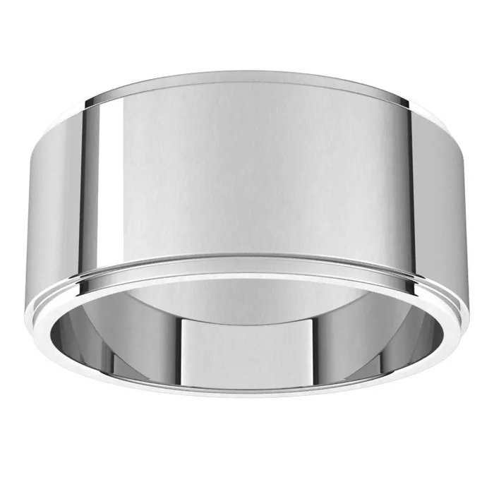 TreasureFineJewelers Rings 10K White Gold 9 mm flat edge Wedding Band
