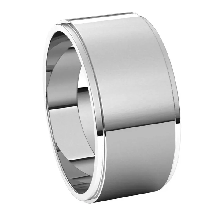 TreasureFineJewelers Rings 10K White Gold 9 mm flat edge Wedding Band