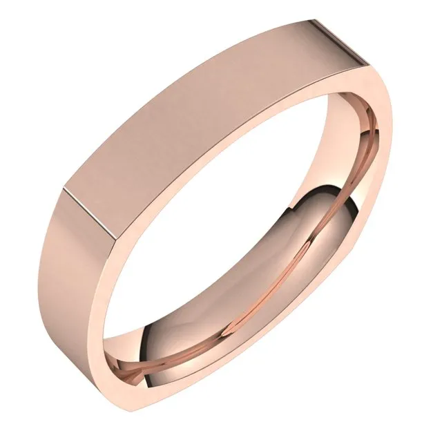 TreasureFineJewelers Rings 14K Rose Gold 4 mm Square Comfort Fit Wedding Band TreasureFineJewelers Rings 14K Rose Gold 4 mm Square Comfort Fit Wedding Band