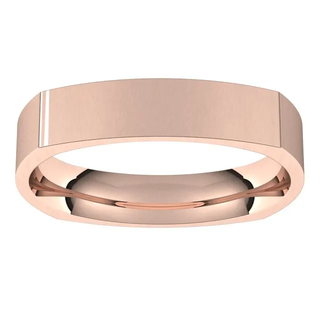 TreasureFineJewelers Rings 14K Rose Gold 4 mm Square Comfort Fit Wedding Band