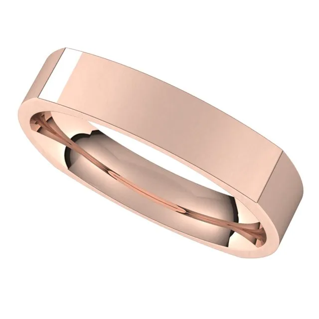TreasureFineJewelers Rings 14K Rose Gold 4 mm Square Comfort Fit Wedding Band