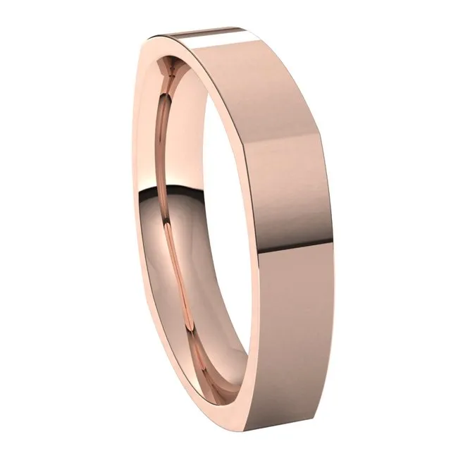 TreasureFineJewelers Rings 14K Rose Gold 4 mm Square Comfort Fit Wedding Band
