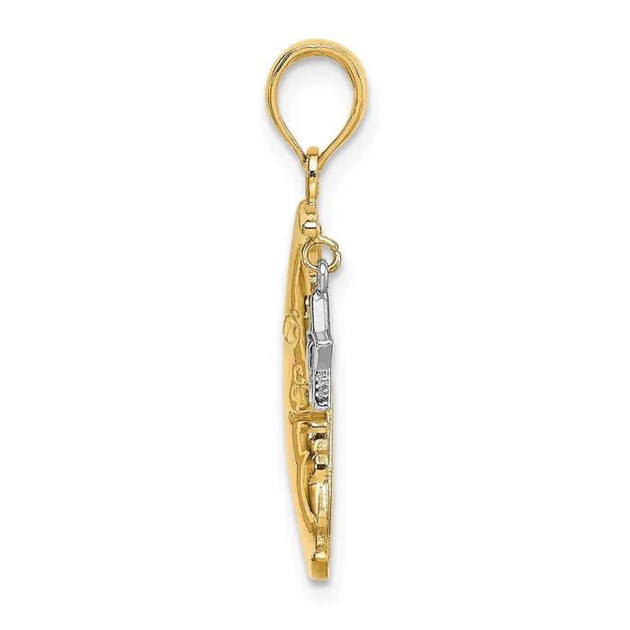 TreasureFineJewelers Rings 14k TwoTone Half Moon wStar Moveable Charm
