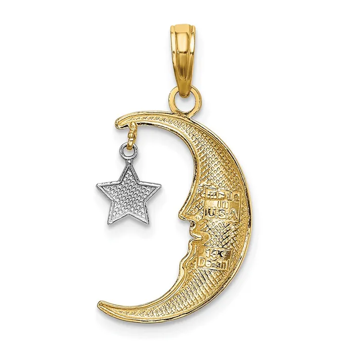 TreasureFineJewelers Rings 14k TwoTone Half Moon wStar Moveable Charm