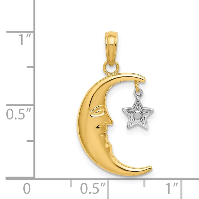 TreasureFineJewelers Rings 14k TwoTone Half Moon wStar Moveable Charm