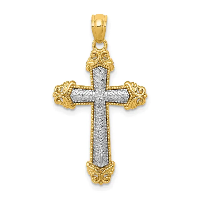 TreasureFineJewelers Rings 14k Twotone Polished Cross Pendant