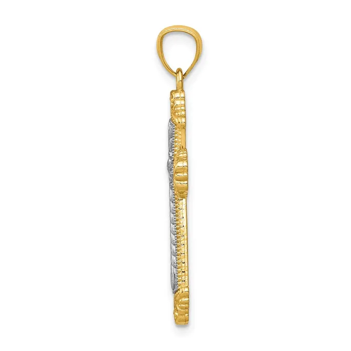 TreasureFineJewelers Rings 14k Twotone Polished Cross Pendant