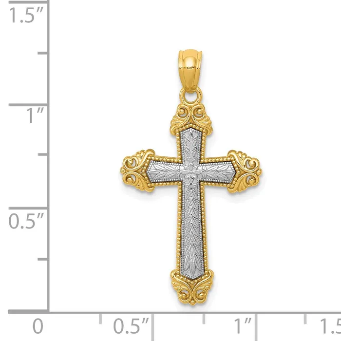 TreasureFineJewelers Rings 14k Twotone Polished Cross Pendant
