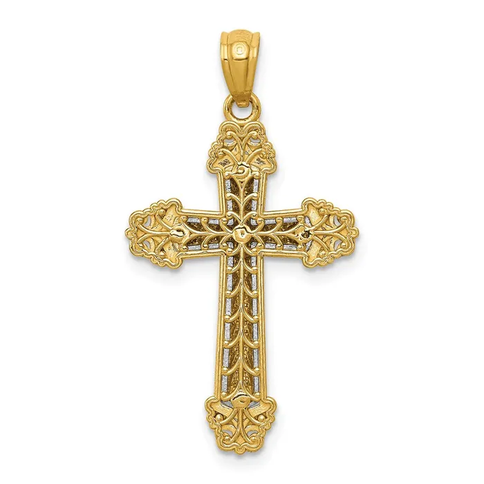 TreasureFineJewelers Rings 14k Twotone Polished Cross Pendant