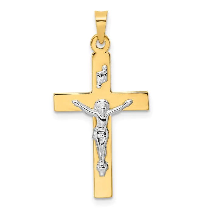 TreasureFineJewelers Rings 14k Twotone Polished Solid INRI Crucifix Pendant