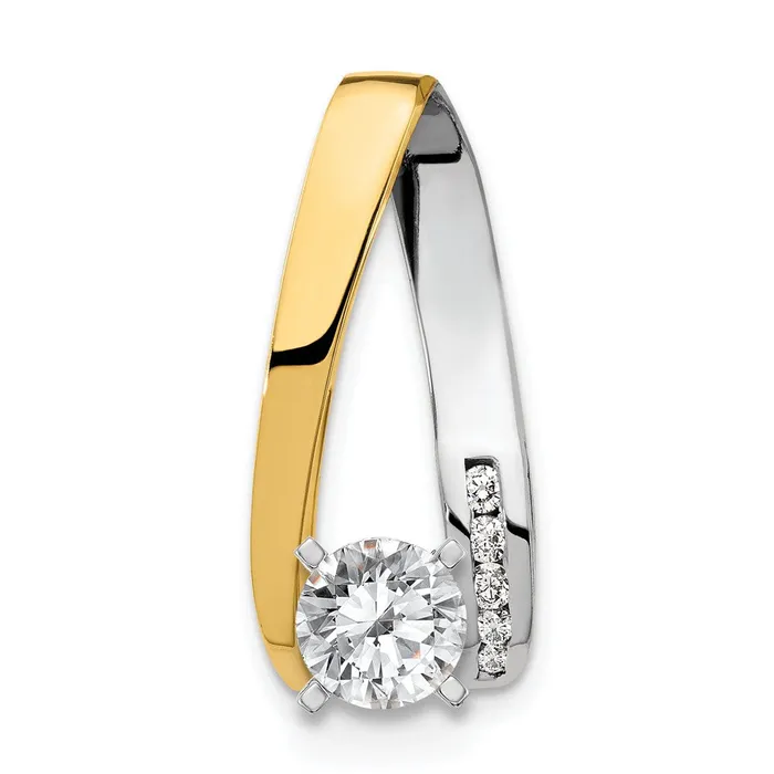 TreasureFineJewelers Rings 14k TwoTone VS Diamond Semimount Peg Slide
