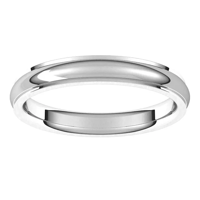 TreasureFineJewelers Rings 14K White Gold 3 mm Half Round Edge Comfort Fit Wedding Band