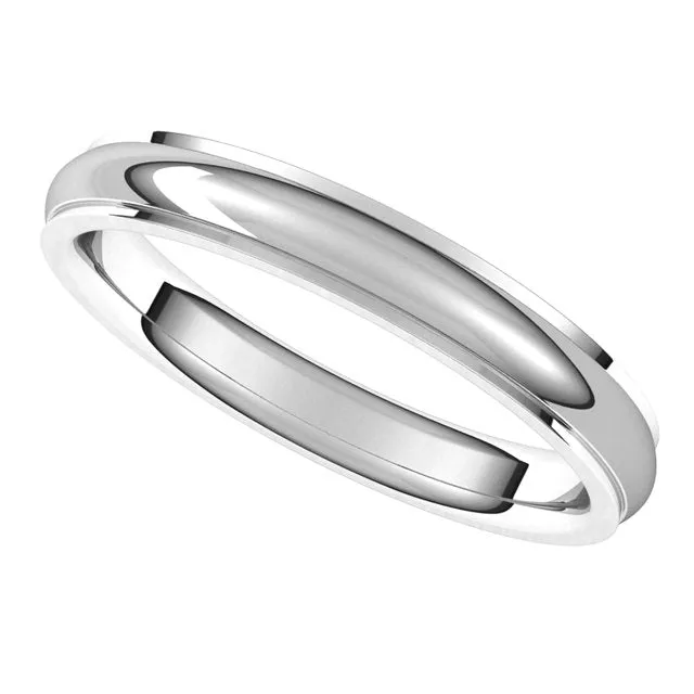 TreasureFineJewelers Rings 14K White Gold 3 mm Half Round Edge Comfort Fit Wedding Band