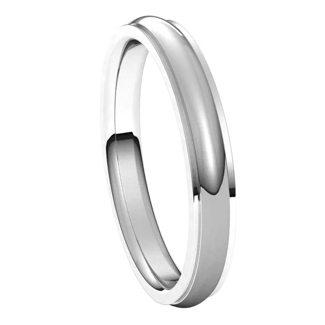 TreasureFineJewelers Rings 14K White Gold 3 mm Half Round Edge Comfort Fit Wedding Band