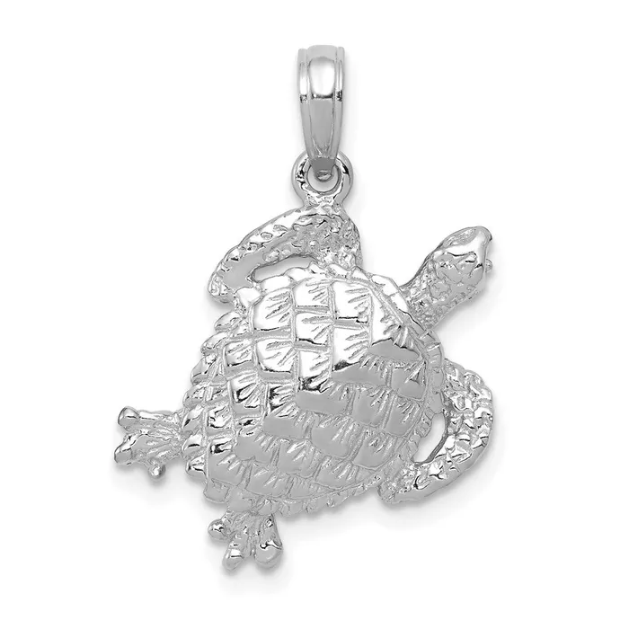 TreasureFineJewelers Rings 14K White Gold Solid Polished OpenBacked Turtle Pendant TreasureFineJewelers Rings 14K White Gold Solid Polished OpenBacked Turtle Pendant