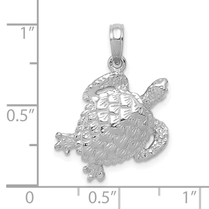 TreasureFineJewelers Rings 14K White Gold Solid Polished OpenBacked Turtle Pendant