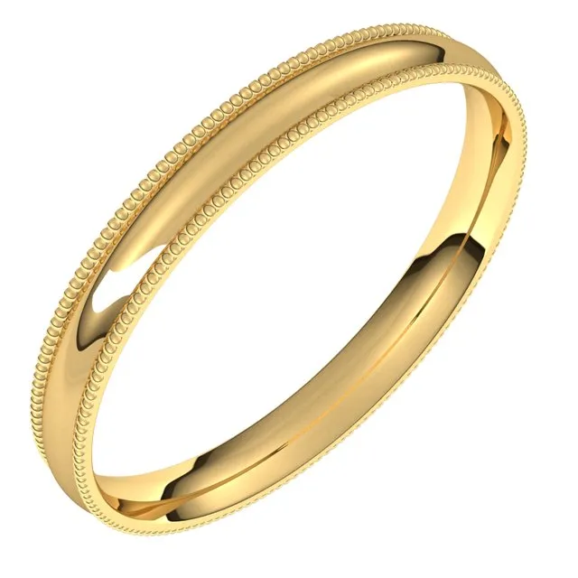 TreasureFineJewelers Rings 18K Yellow Gold 25 mm Milgrain Half Round Comfort Fit Light Wedding Band TreasureFineJewelers Rings 18K Yellow Gold 25 mm Milgrain Half Round Comfort Fit Light Wedding Band