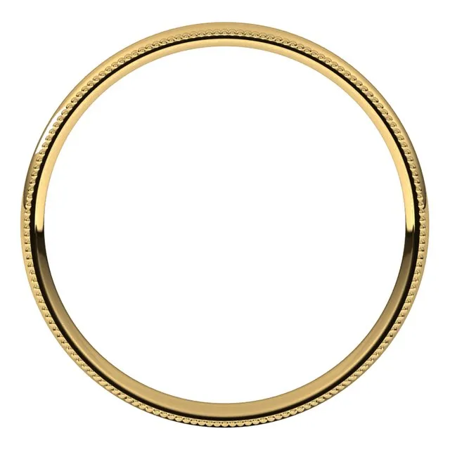 TreasureFineJewelers Rings 18K Yellow Gold 25 mm Milgrain Half Round Comfort Fit Light Wedding Band