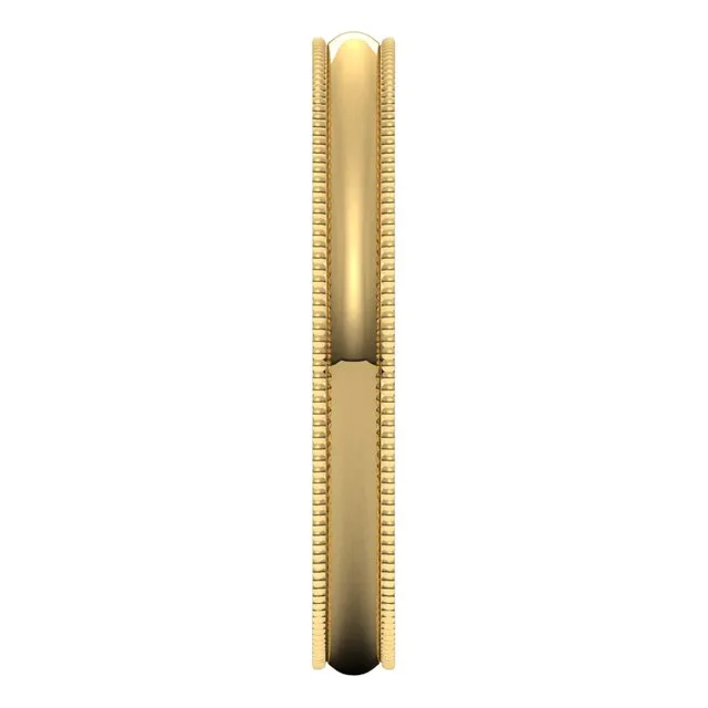 TreasureFineJewelers Rings 18K Yellow Gold 25 mm Milgrain Half Round Comfort Fit Light Wedding Band