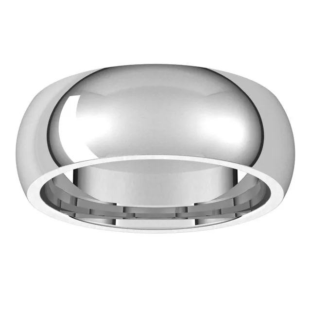 TreasureFineJewelers Rings Sterling Silver 7 mm Half Round Comfort Fit Wedding Band