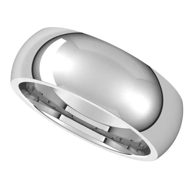TreasureFineJewelers Rings Sterling Silver 7 mm Half Round Comfort Fit Wedding Band
