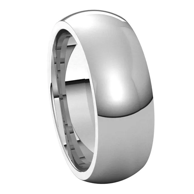 TreasureFineJewelers Rings Sterling Silver 7 mm Half Round Comfort Fit Wedding Band