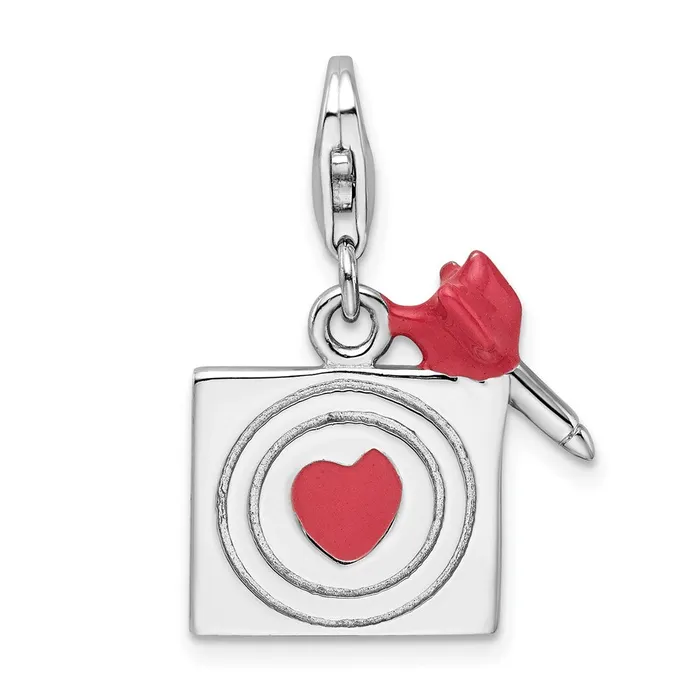 TreasureFineJewelers Rings Sterling Silver Amore La Vita Rhodiumpl Enameled Bullseye Arrow Charm