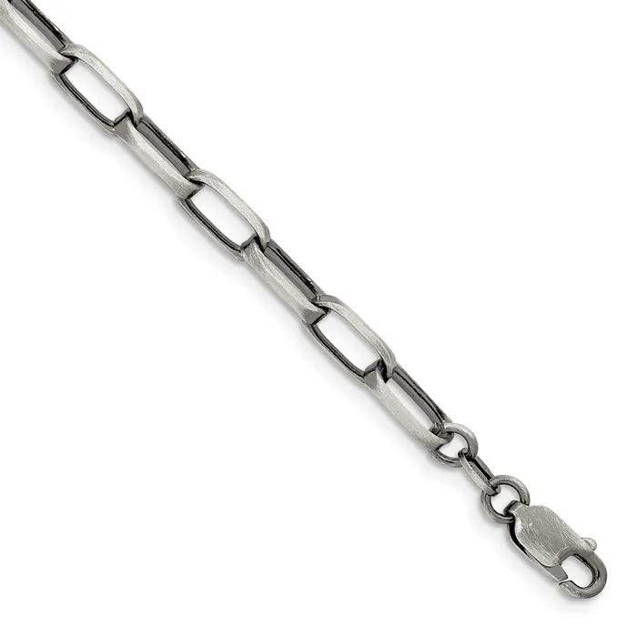 TreasureFineJewelers Rings Sterling Silver Antiqued 48mm Elongated Open Link Chain