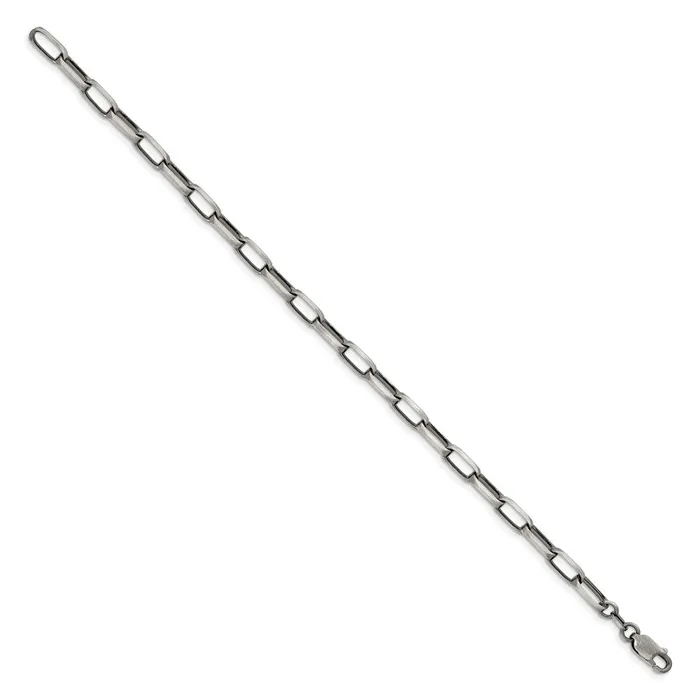 TreasureFineJewelers Rings Sterling Silver Antiqued 48mm Elongated Open Link Chain