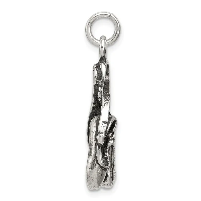TreasureFineJewelers Rings Sterling Silver Antiqued Ballet Shoes Charm