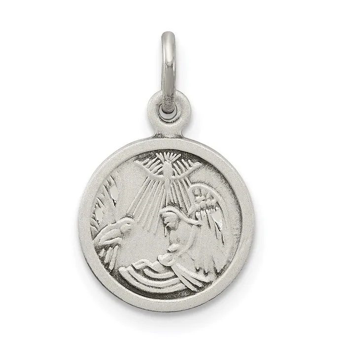 TreasureFineJewelers Rings Sterling Silver Antiqued Baptism Medal