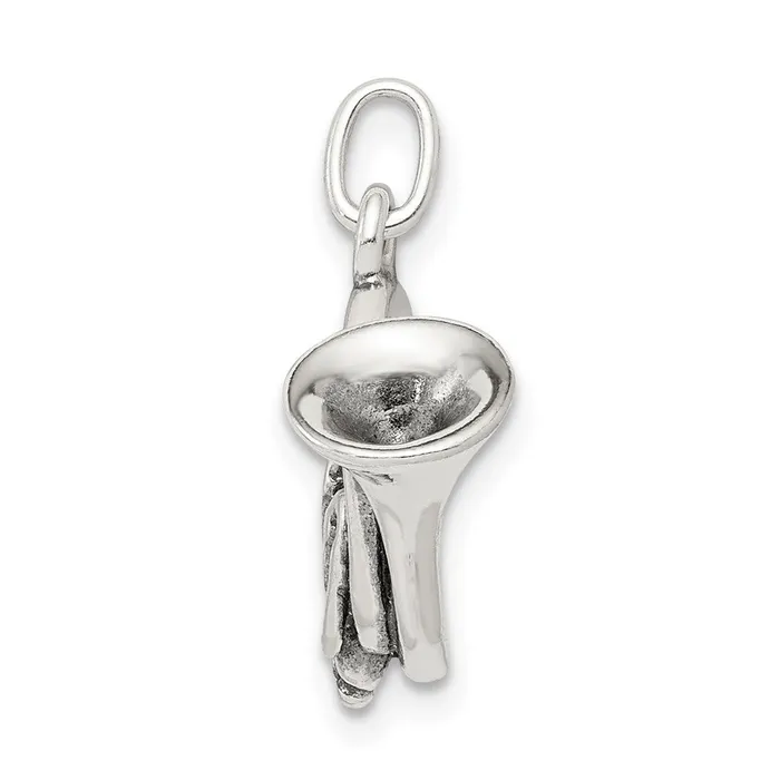 TreasureFineJewelers Rings Sterling Silver Antiqued French Horn Charm
