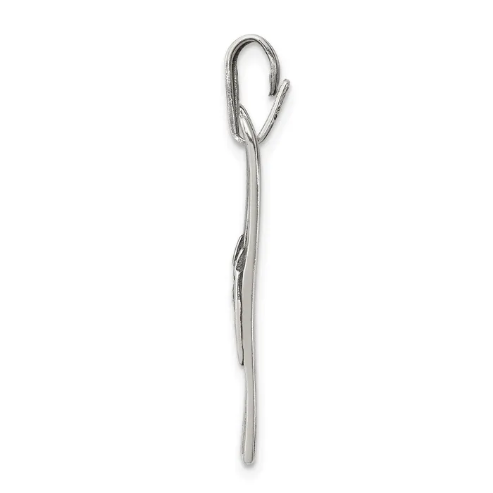 TreasureFineJewelers Rings Sterling Silver Antiqued Skis Charm