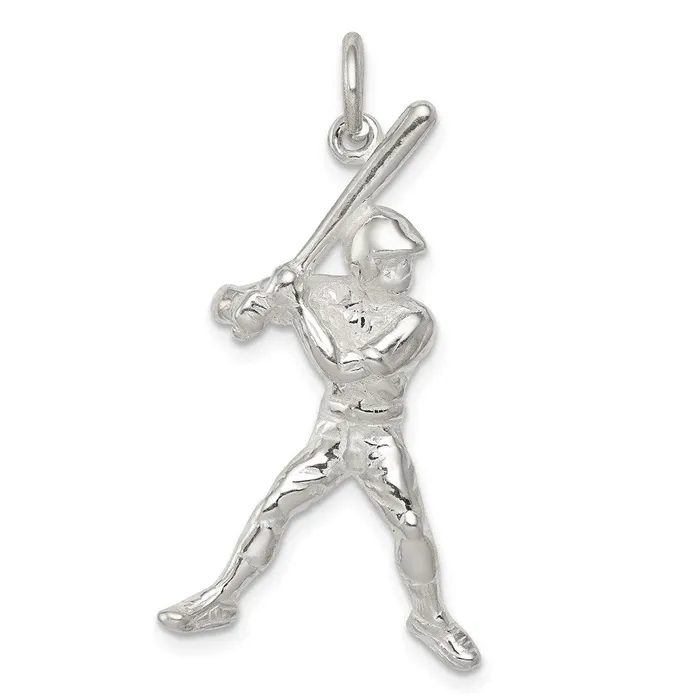 TreasureFineJewelers Rings Sterling Silver Baseball Batter Charm