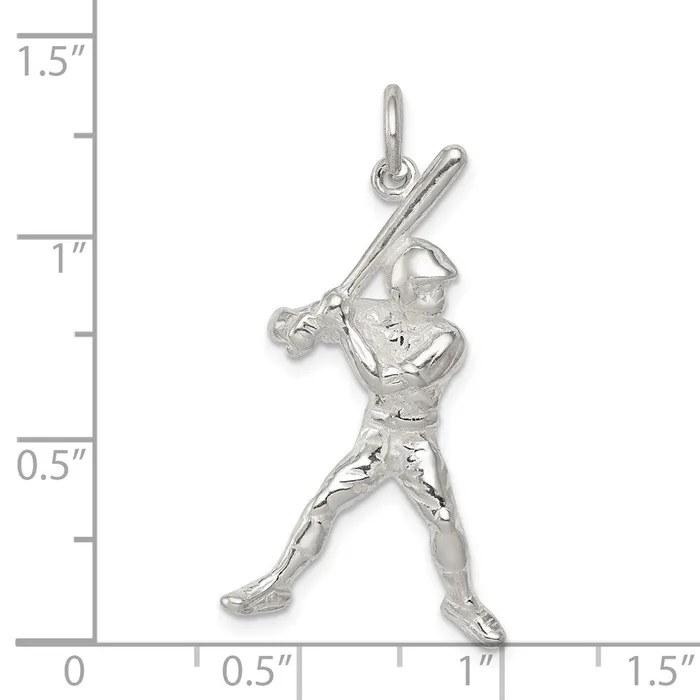 TreasureFineJewelers Rings Sterling Silver Baseball Batter Charm