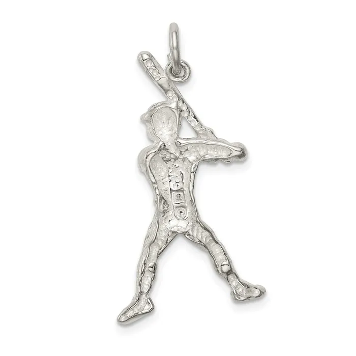 TreasureFineJewelers Rings Sterling Silver Baseball Batter Charm