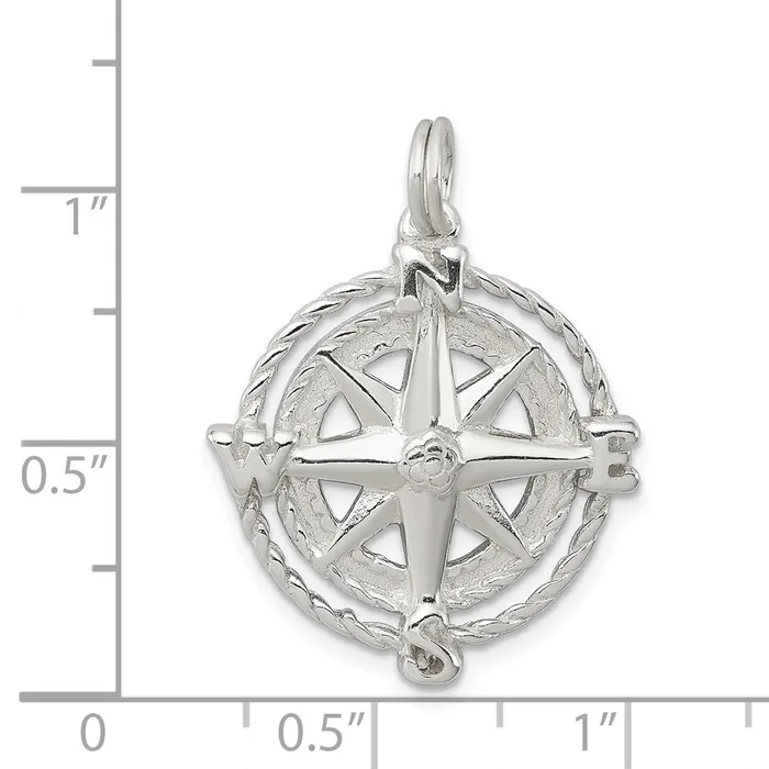 TreasureFineJewelers Rings Sterling Silver Compass Charm