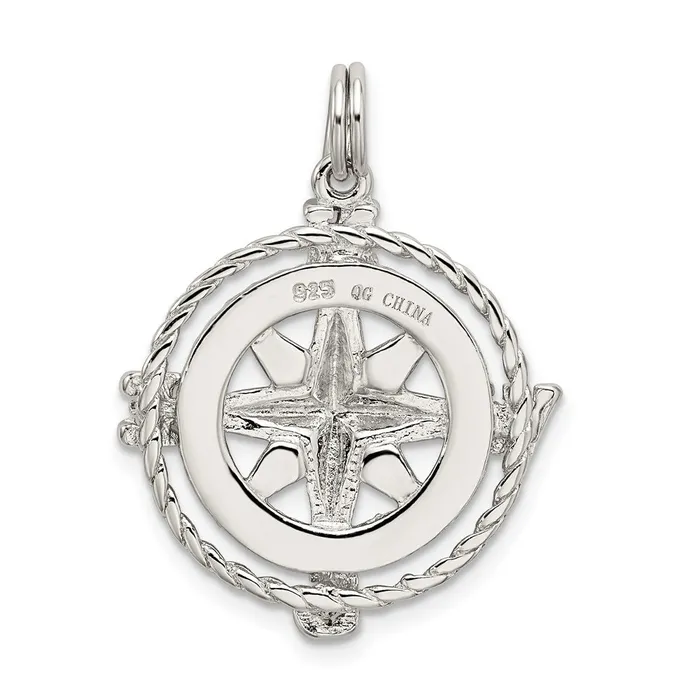 TreasureFineJewelers Rings Sterling Silver Compass Charm