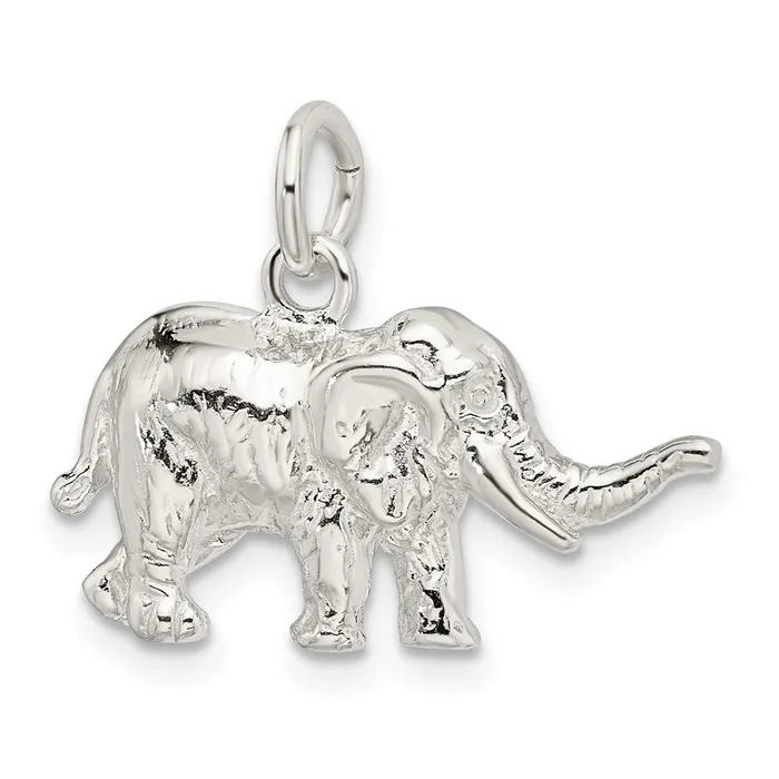 TreasureFineJewelers Rings Sterling Silver Elephant Charm