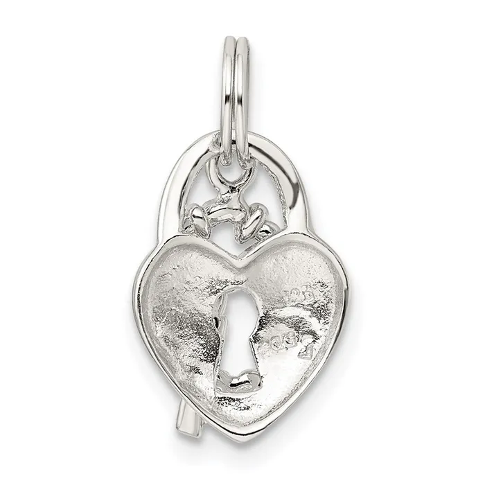 TreasureFineJewelers Rings Sterling Silver Heart Key Charm