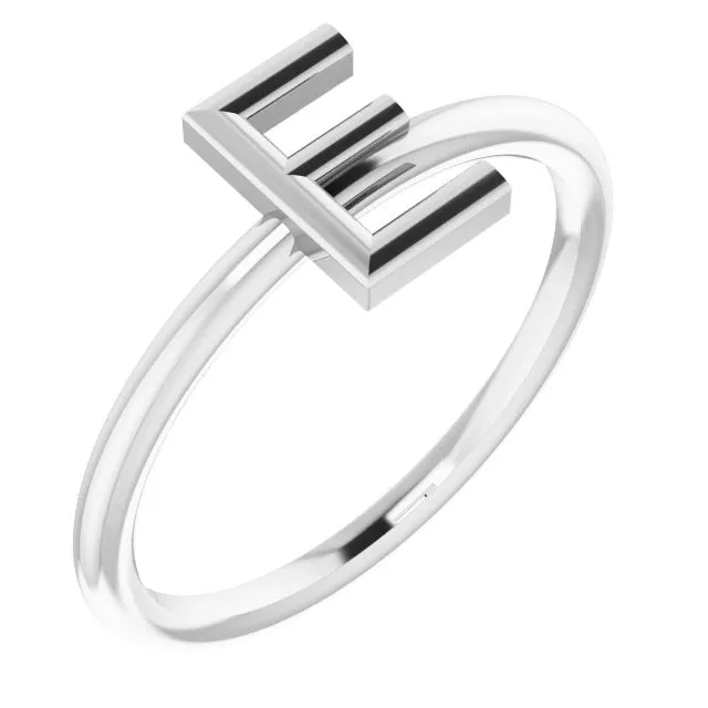 TreasureFineJewelers Rings Sterling Silver Initial E Ring