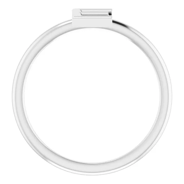 TreasureFineJewelers Rings Sterling Silver Initial E Ring